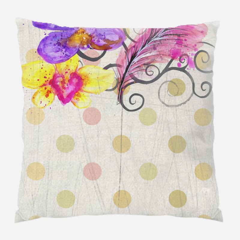 Coussin décoratif à points pois Mancia, Microsuède, Intérieur