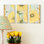 « yellow pops on aqua »-ensemble de 3 reproductions d’art sur bois