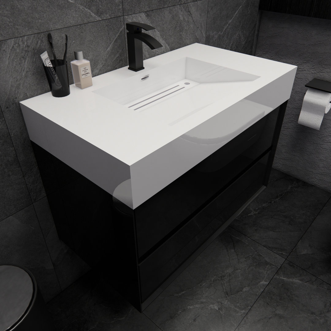 Albizu 35.5" Wall-Mounted Single Bathroom Vanity Better Vanity Base 