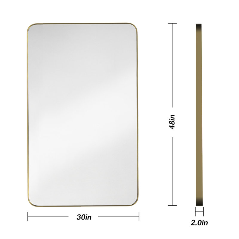 Miroir d'appoint Tyro, Doré, 36 po x 30 po, Rectangulaire