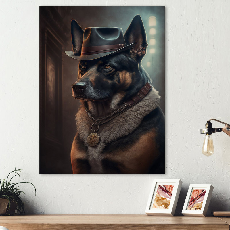 Mafia Dog V - Impression sur toile, H 32 po x l 24 po x P 1 po, Toile tendue