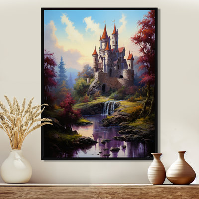 Magical Castle With Autumn River - Castles Wall Art Living Room