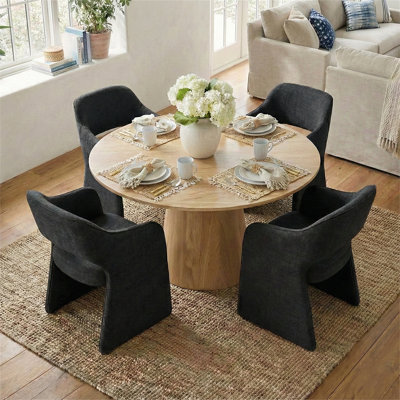 Ensemble de table de salle à manger pour 4 personnes avec table ronde et 4 chaises rembourrées