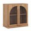 Buffet arqué avec portes et tablette en verre, brun clair-951468253