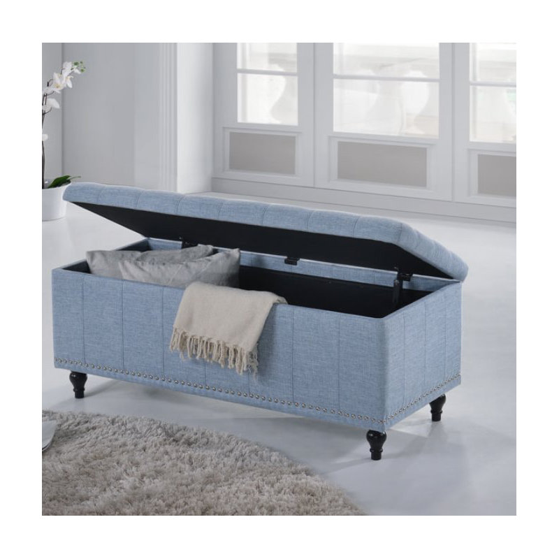 Mirdza Upholstered Ottoman, Light Blue