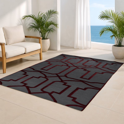Tapis gris intérieur et extérieur Trellis