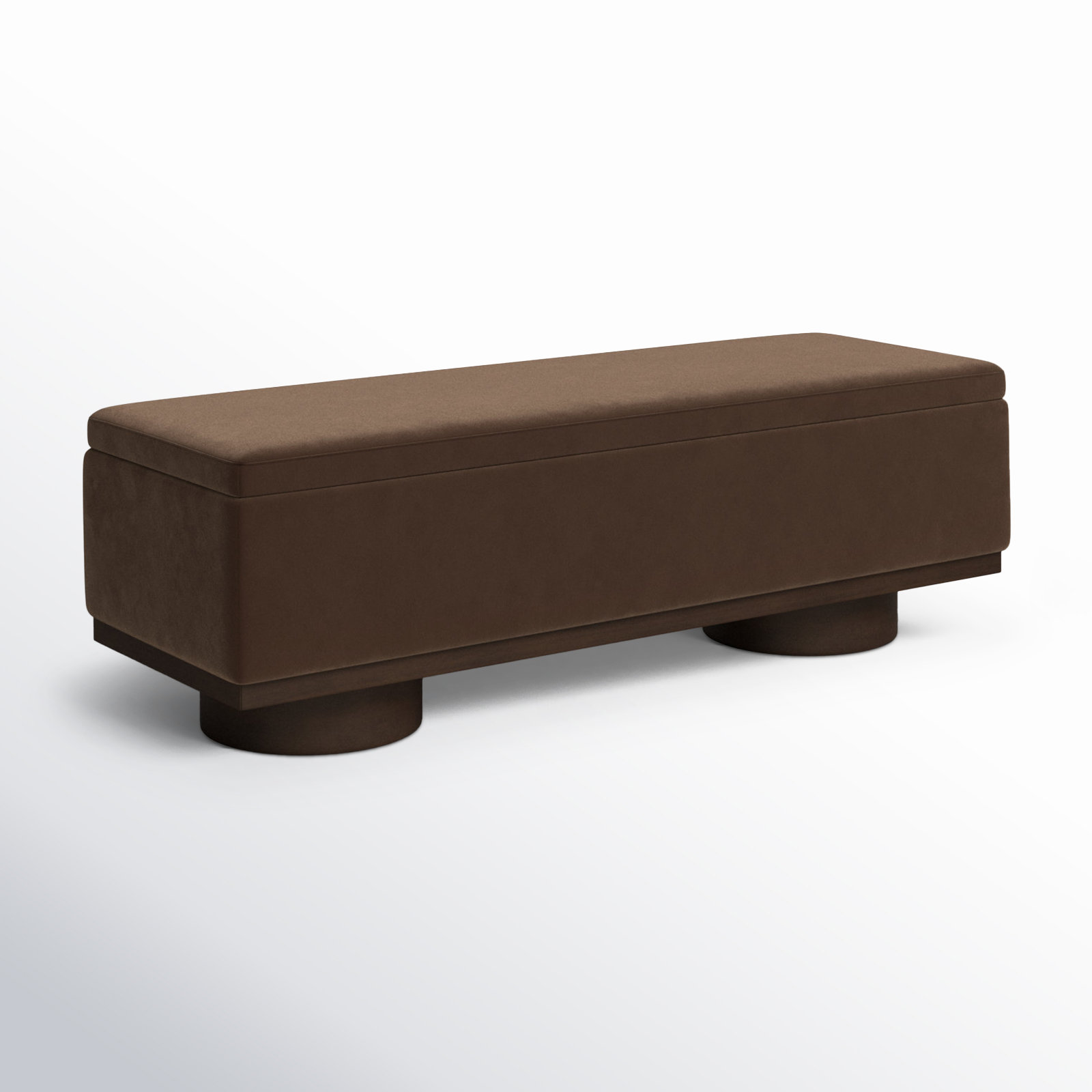Morje 61" Linen Entryway Bench, Dark Brown Velvet, Walnut