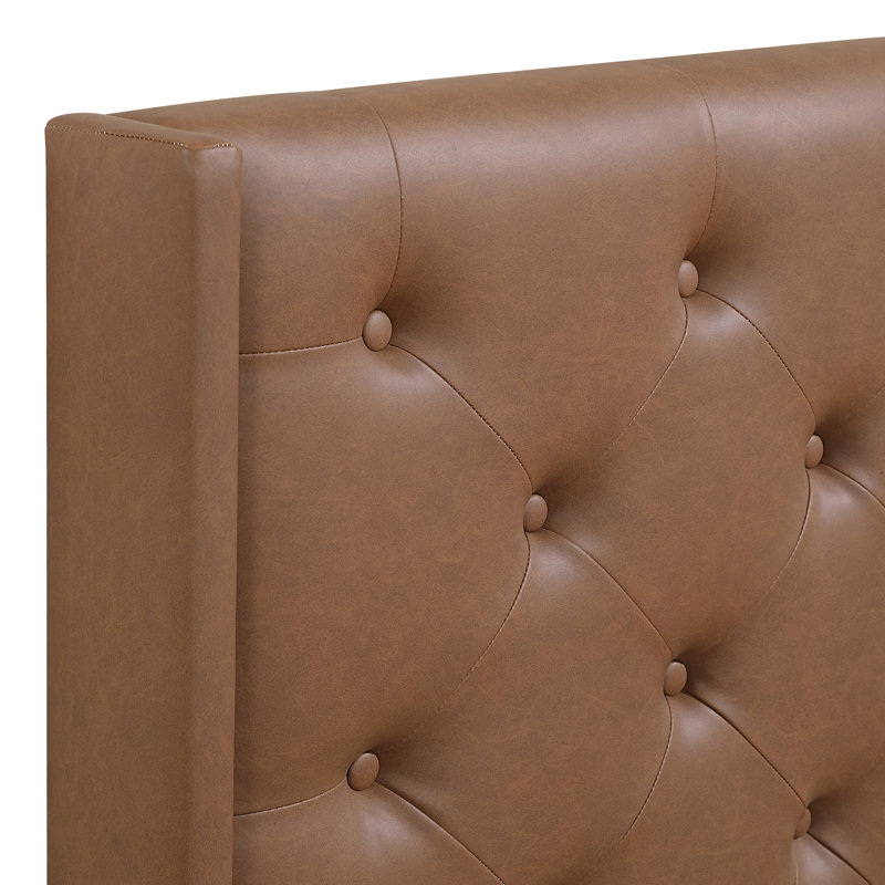 Maria Brown Tufted Faux Leather Queen/Full Headboard