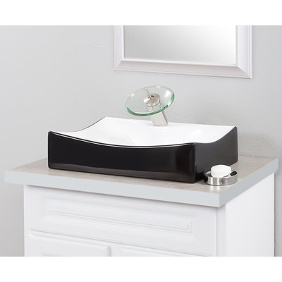 Lavabo de salle de bain rectangulaire en céramique pour bateau