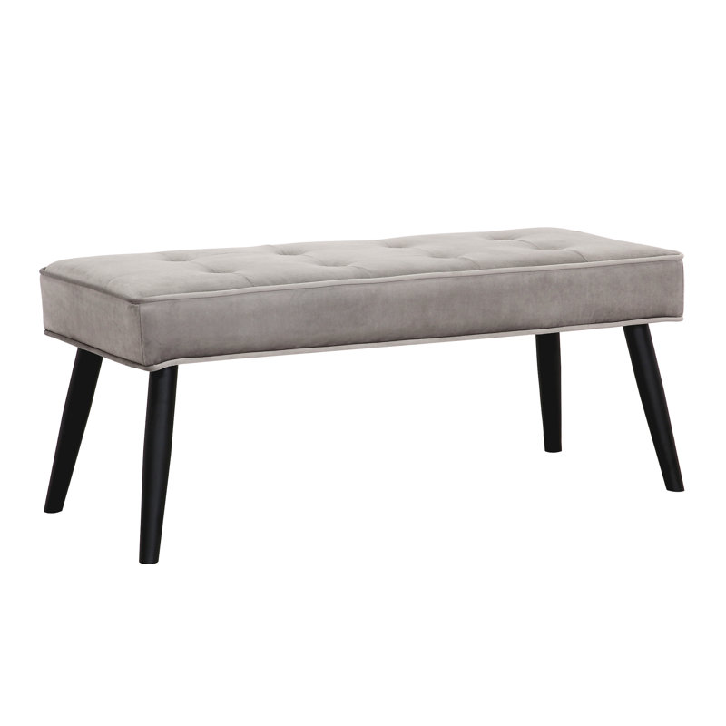 Banc rembourré Kirsten, Velours gris