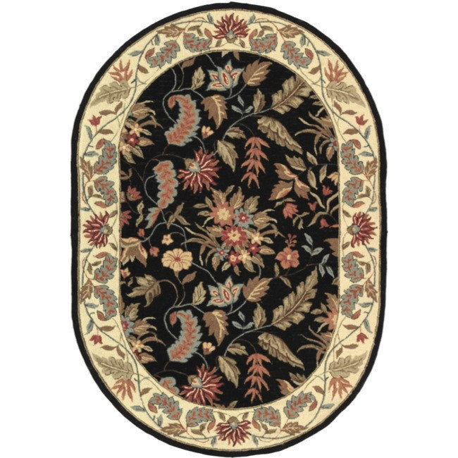 Tapis oriental en laine touffeté à la main Helena, Ovale 7 pi 6 po x 9 pi 6 po