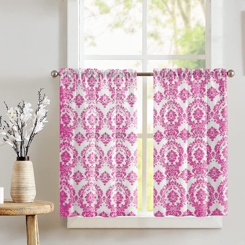 Rideau de café 27 po Adonys, Fuchsia / blanc