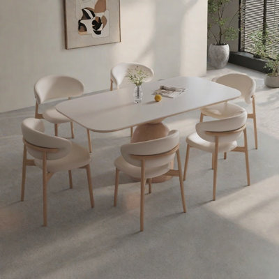 Cream wind rock plate dining table and chair set