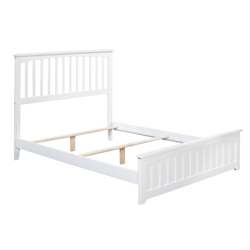 Lit de base en bois massif Brunelle avec pied de lit assorti, Grand lit, Blanc