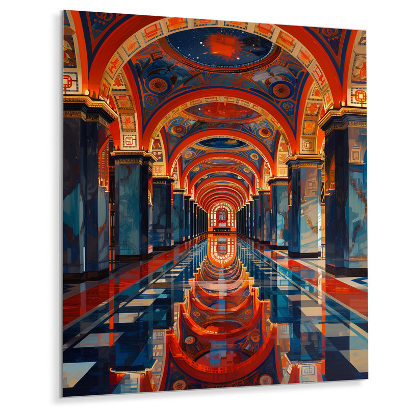 Musulmane, Temple II, art mural, Métal métal, H 34 po x l 44 po x P 1,5 po