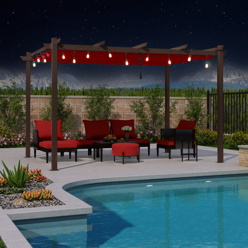 Pergola en métal avec auvent, H 96,46 po x l 157,48 po x P 118,11 po, Terra
