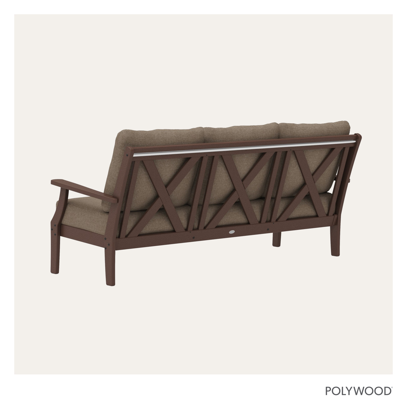 Braxton Deep Seating Sofa, Mahogany, Spiced Burlap