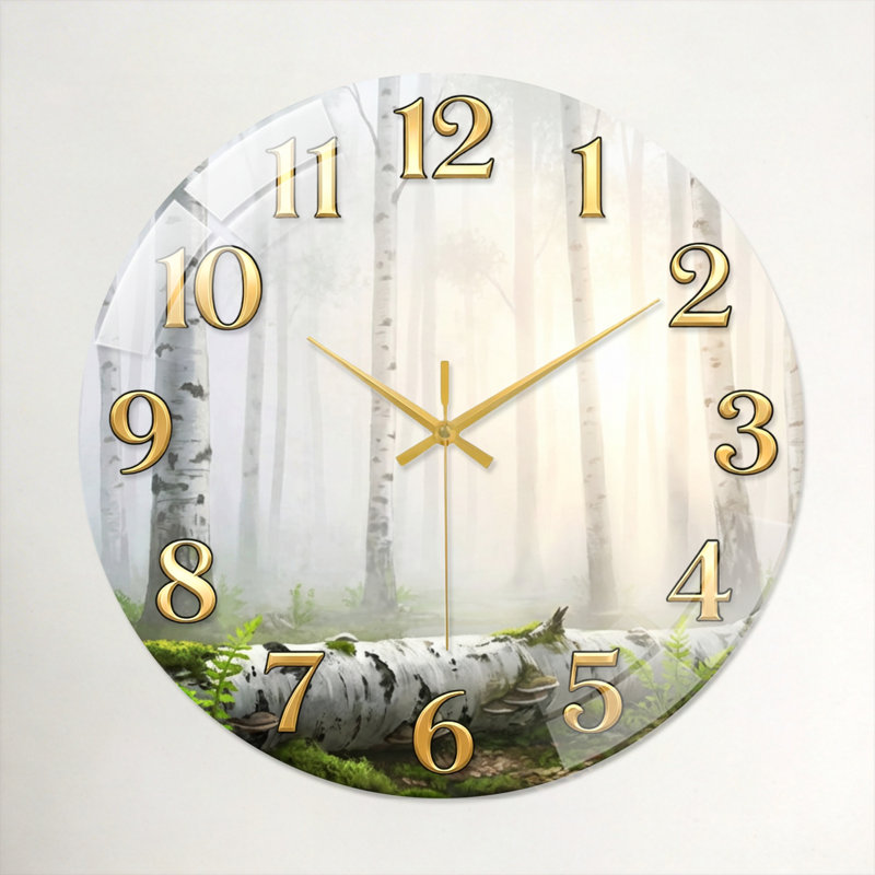 Horloge murale Birch Forest, 60 x 60 cm (23,6 x 23,6 pouces)