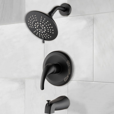 Matte Black Shower Fixture With 2.2 Gpm Flow & Adjustable Spray Head Finish 5 Patterns