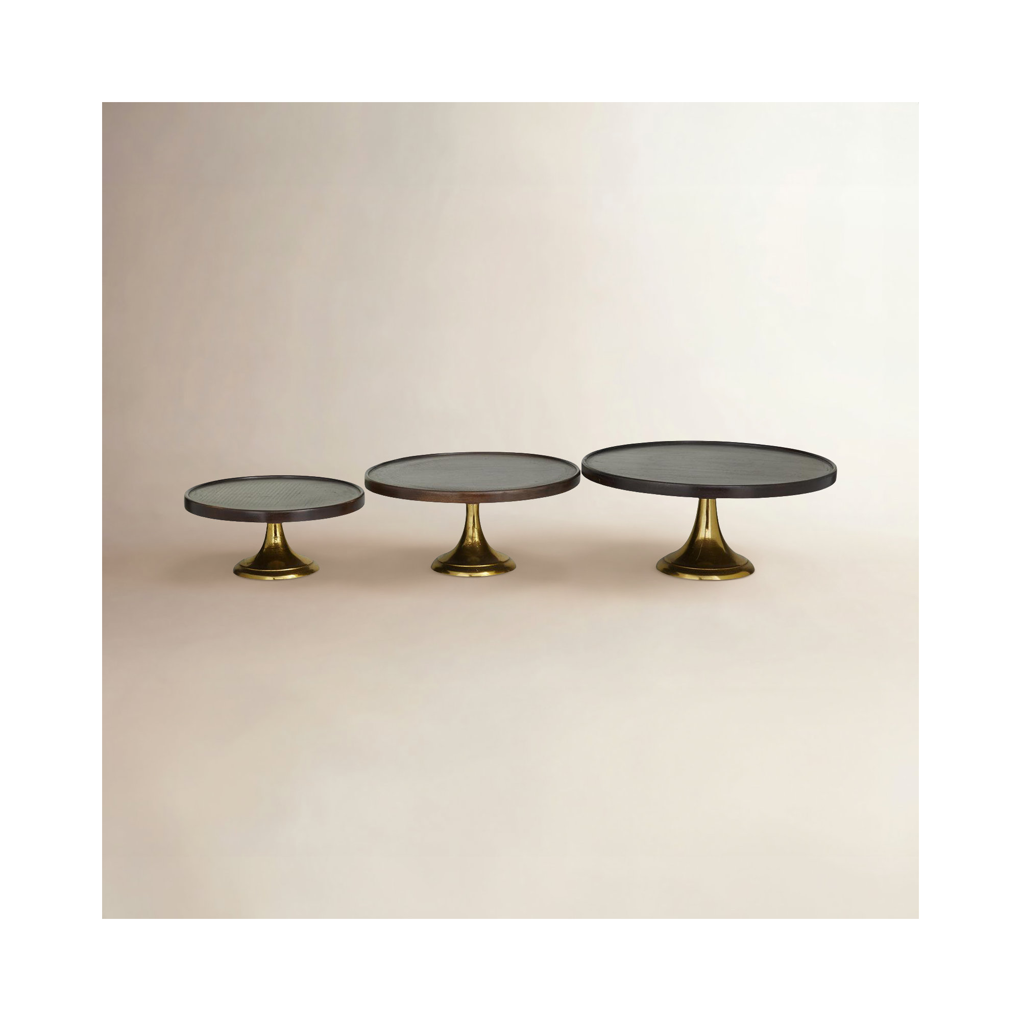 Burrowes 3 Piece Cake Stand Set, Dark Brown/Gold