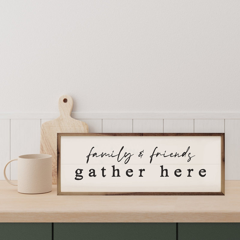 Famille et amis se rassemblent ici - blanc, H 4 po x l 12 po
