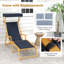 Chaise longue en bois de bouleau avec dossier inclinable et repose-pieds réglable-581657551