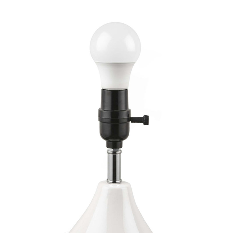 2-Tone Table Lamp Set Of 2, White/Silver