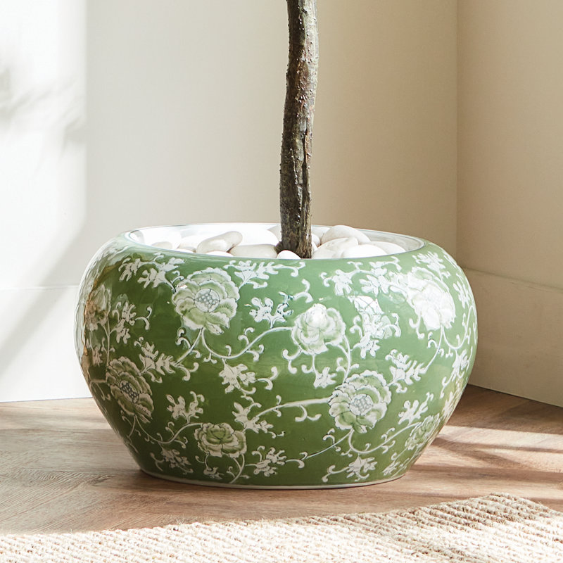 Grand pot à fleurs Celadon, H 19,25 po x l 18 po x P 18 po