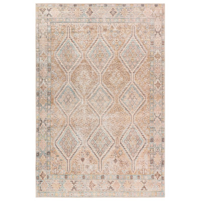 Bungalow Rose Charleton Performance Washable Trellis Brown/Tan Area Rug