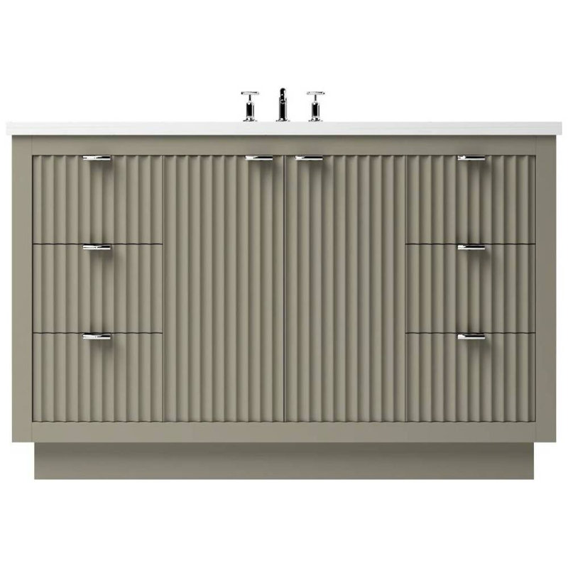 Lecrieú Single Extra Wide Bath Vanity, Polished Chrome, 48", French Olive