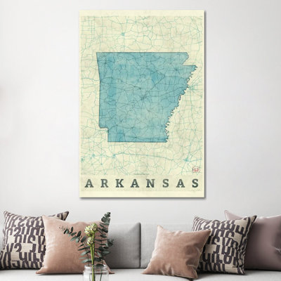 Arkansas Map by Hubert Roguski - Wrapped Canvas Print