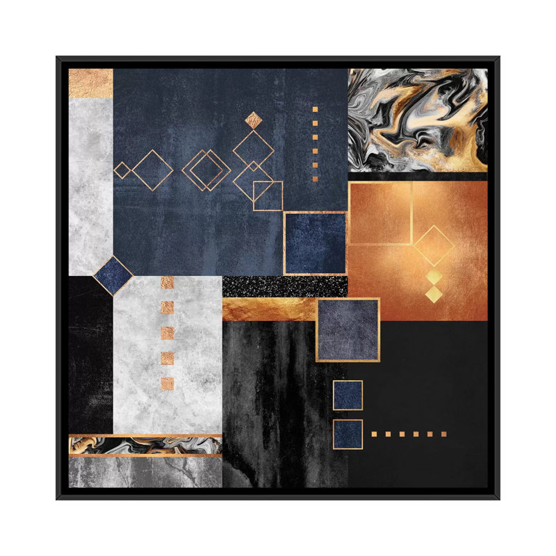 "Construction I" par Elisabeth Fredriksson - reproduction sur toile, H 37 po x l 37 po x P 1,5 po, Toile avec cadre noir