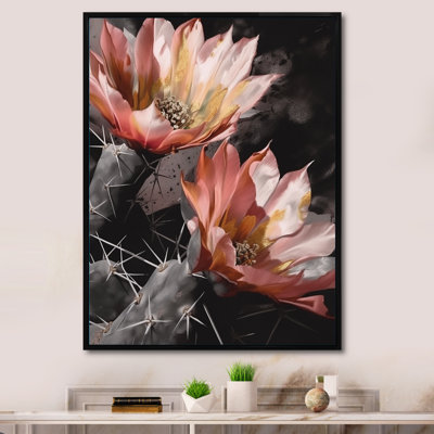 Fleur de cactus orange gris II - impression