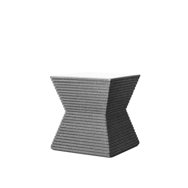 Tabouret décoratif Hetzel, Gris / panneau de fibres à densité moyenne blanc