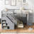Twin-Twin Over Full L-Shaped Bunk Bed With 3 Drawers, Portable Desk And Wardrobe, Gray(OLD SKU:LT100542AAE)-1815436209