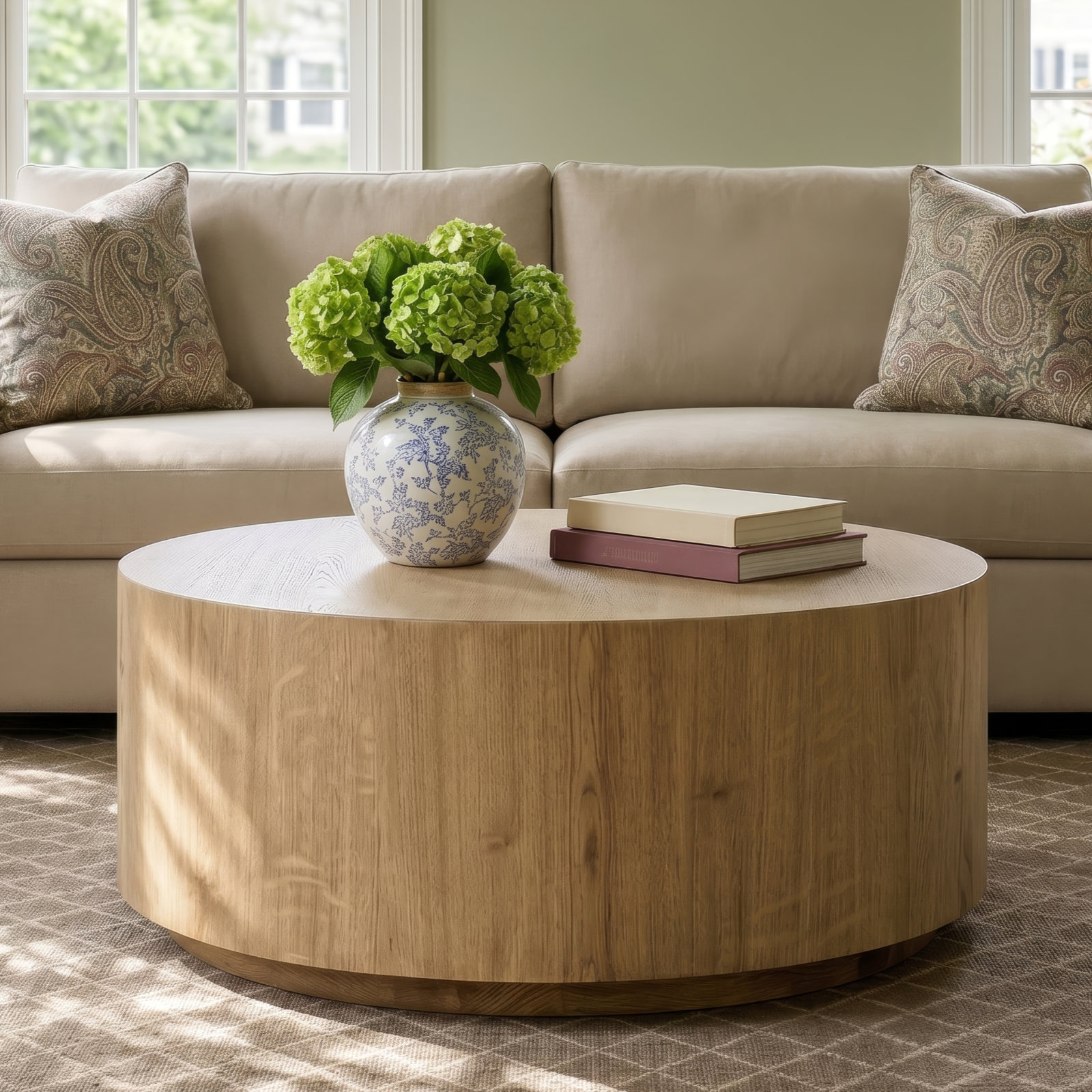 Taryn Drum Coffee Table, Light Brown