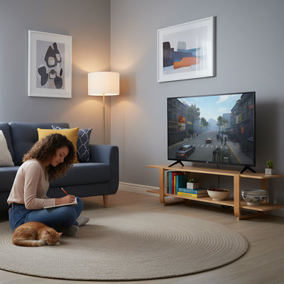 Meuble télé avec rangement pour téléviseur de 65 po ou moins