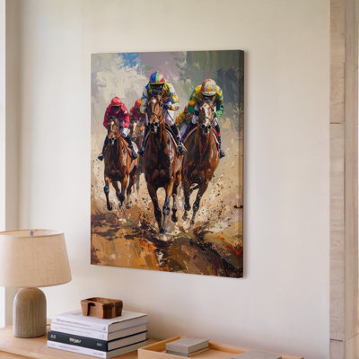 Wall Art Full Throttle Horse Race Canvasdramatic Equestrian Action Art Canvas Ready To Hang Gallery Wrapped Home Decor Modern Design