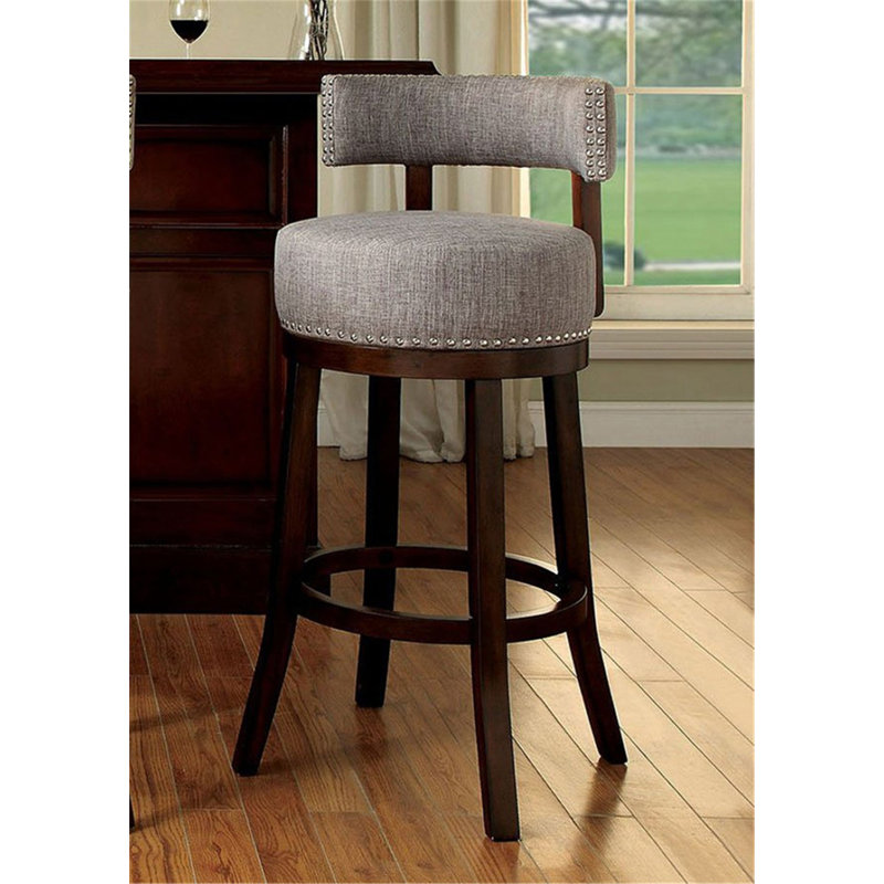 Menoher Swivel Upholstered Counter Stool, Light Gray, Counter Stool (25" Seat Height)