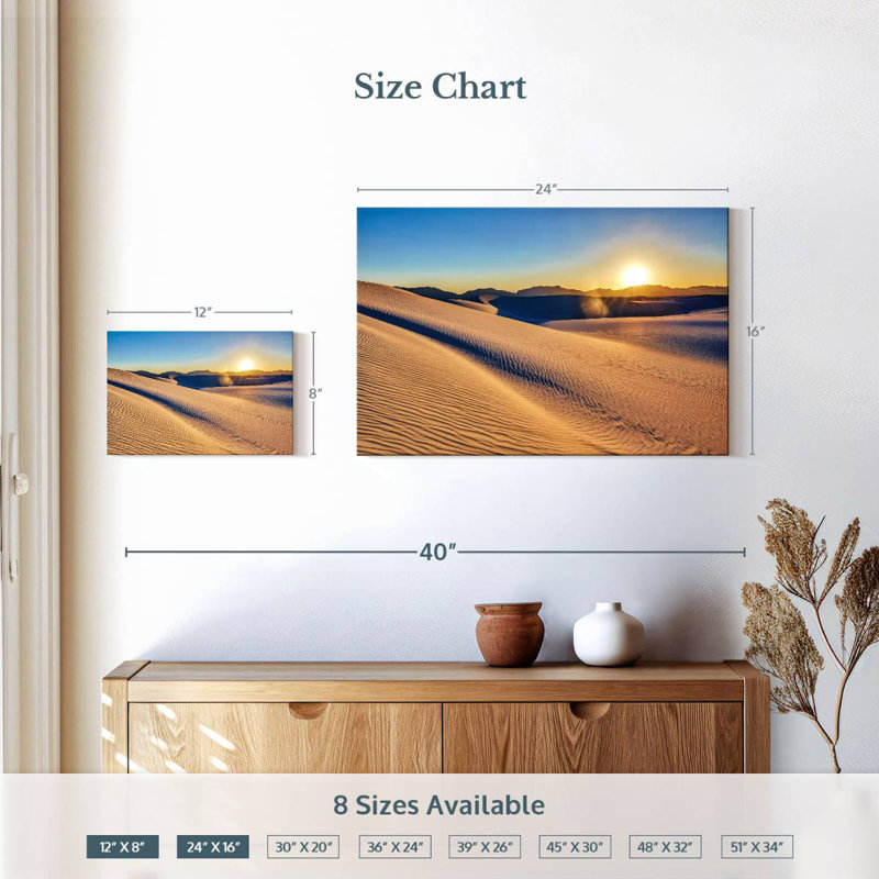 Sable blanc d'Alvord, coucher de soleil, H 16 po x l 24 po