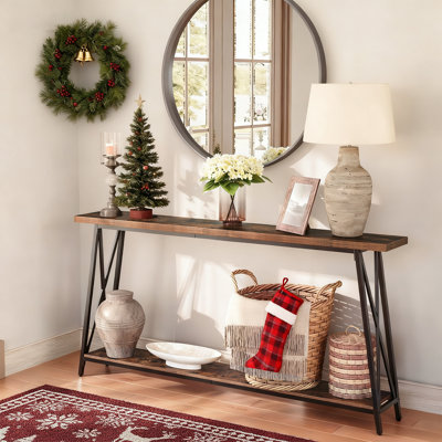 Sabira Console Table with Storage Extra Long Sofa Table Behind Couch