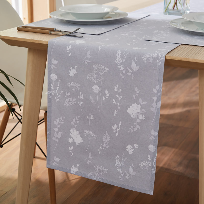 Meadowsweet Floral Runner, White/Grey