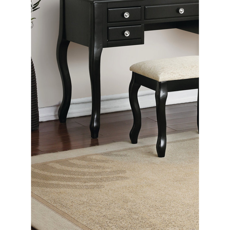 Tabouret de meuble-lavabo de chambre à coucher, noir, miroir ouvert, contreplaqué, classique contemporain chic avec espace de tiroir, panneau rabattable, bois d'hévéa, essentiel
