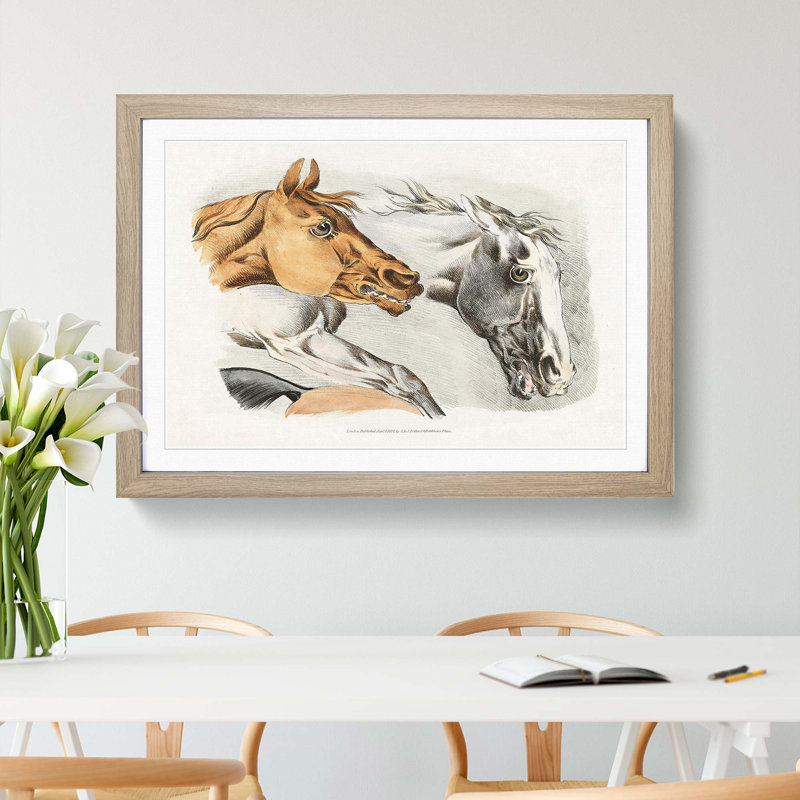 Horse Illustrations by Henry Alken - Picture Frame Painting Print, 36cm H x 48cm W x 2cm D, Oak Framed