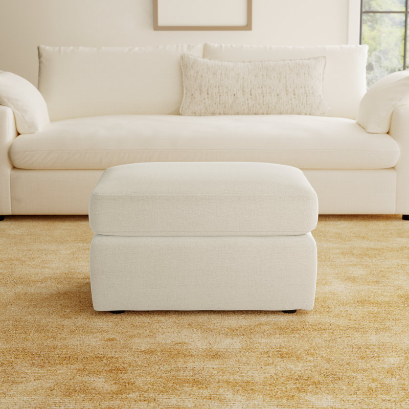 Damari 31.5" Wide Rectangle Standard Ottoman, Nomad Snow Crypton® Chenille