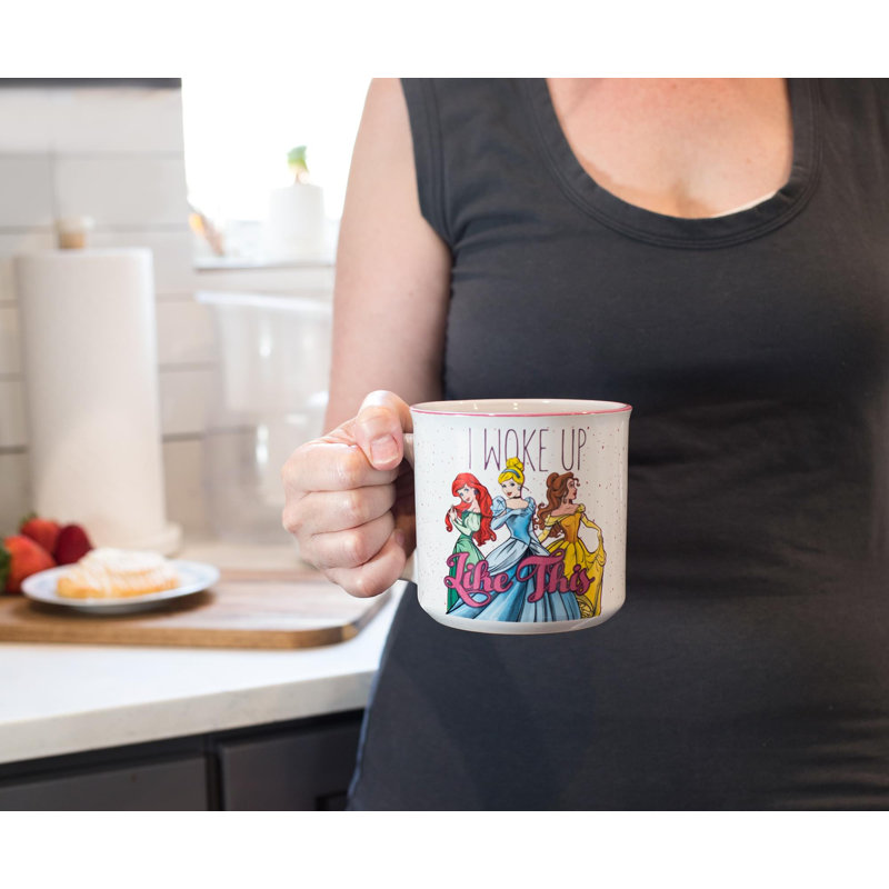 Tasse de camping en céramique Disney «I Woke Up Like This» Disney Princess | Peut contenir 20 onces