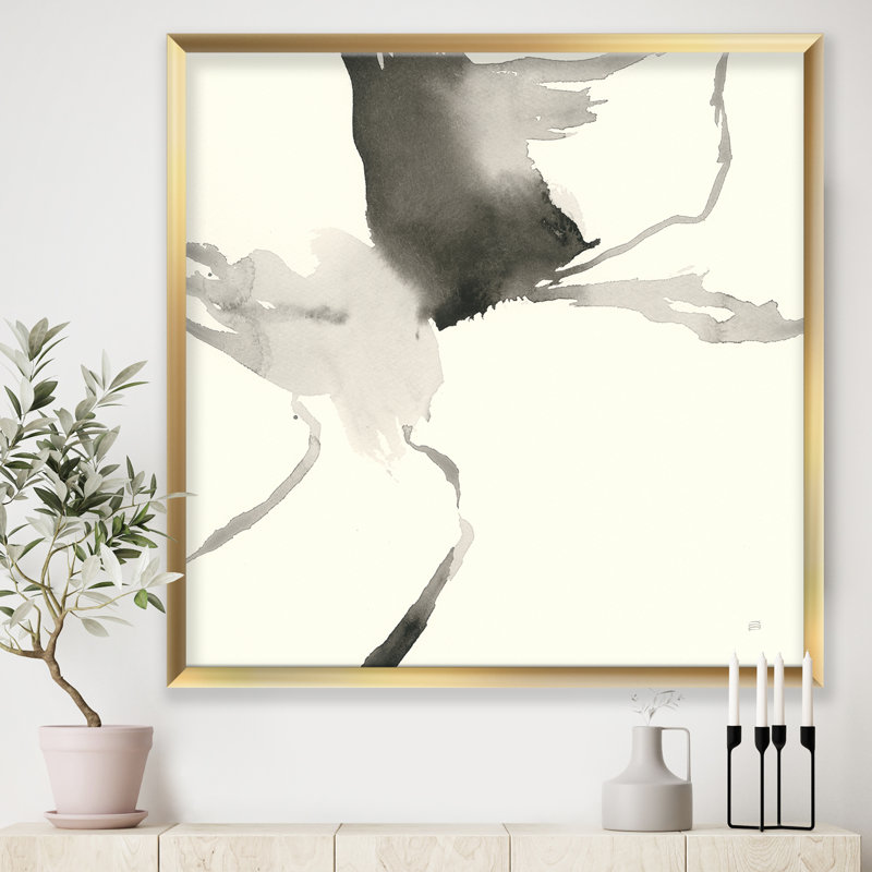 «Minimal Geometric Gesture I», reproduction d'art sur toile, H 16 po x l 16 po x P 1 po, Cadre doré