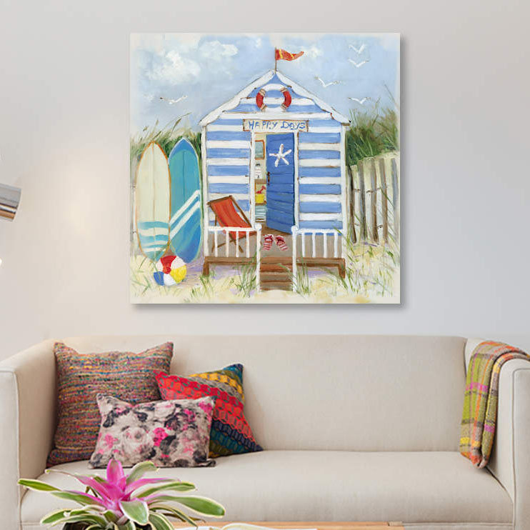 « happy days », reproduction sur toile, H 12 po x l 12 po x P 0,75 po, Pas de tapis, Toile tendue