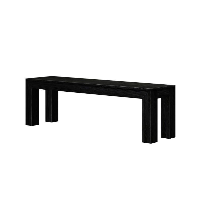 Linzy Modern Wood Bench, Black Wirebrush