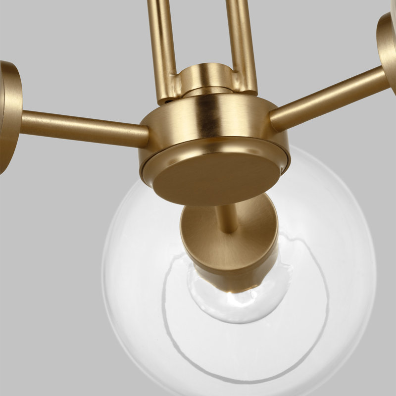 Herma Glass Semi Flush Mount, Satin Brass